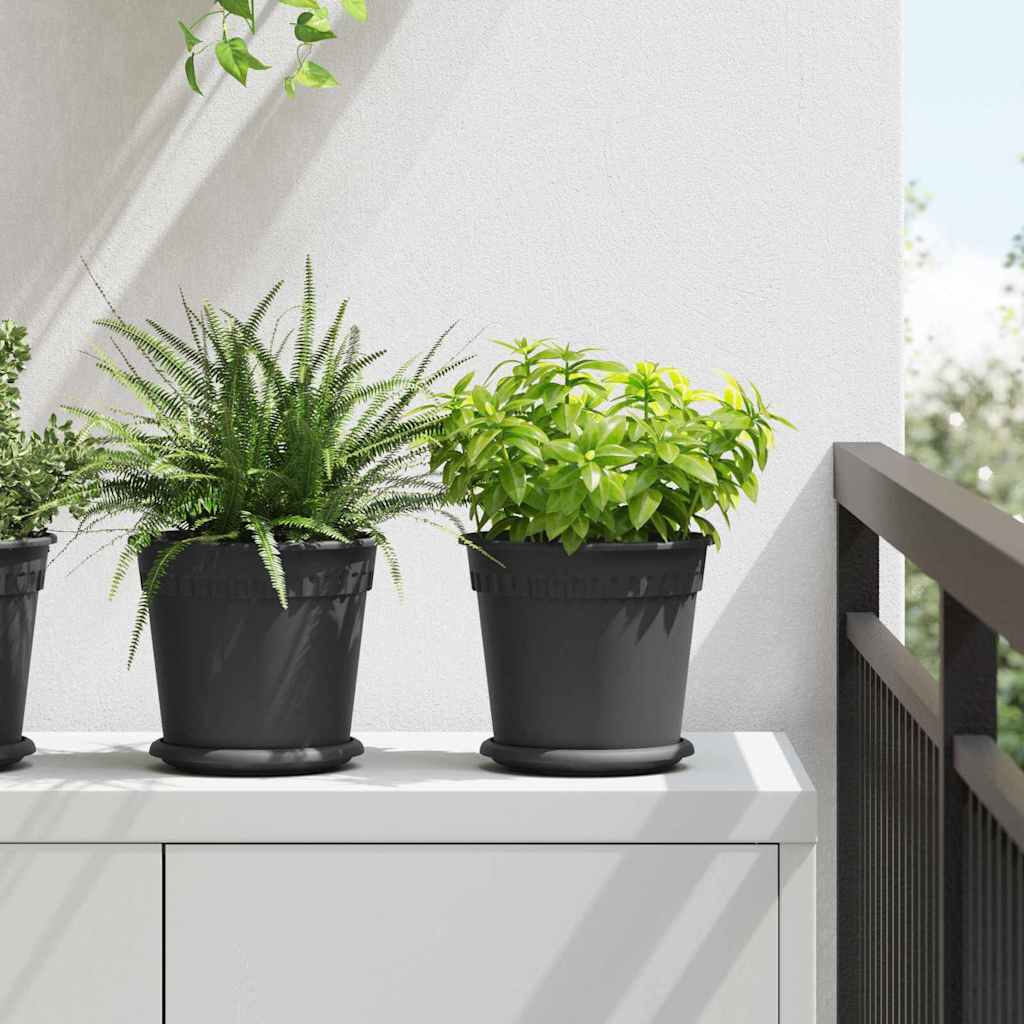 Pots de plantes 6 pcs Noir Ø 19 x 16 cm Plastique - XIOS