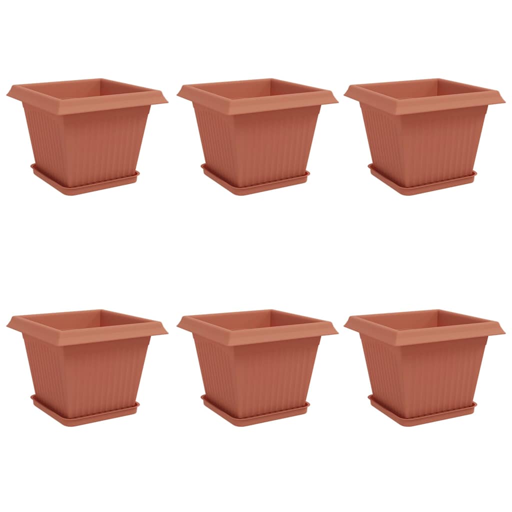 Pots de plantes 6 pcs Rouge brique 28,5 x 28,5 x 22 cm - XIOS
