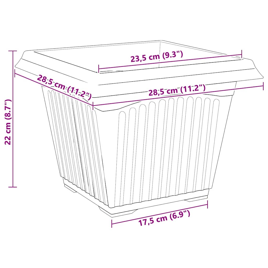 Pots de plantes 6 pcs Rouge brique 28,5 x 28,5 x 22 cm - XIOS