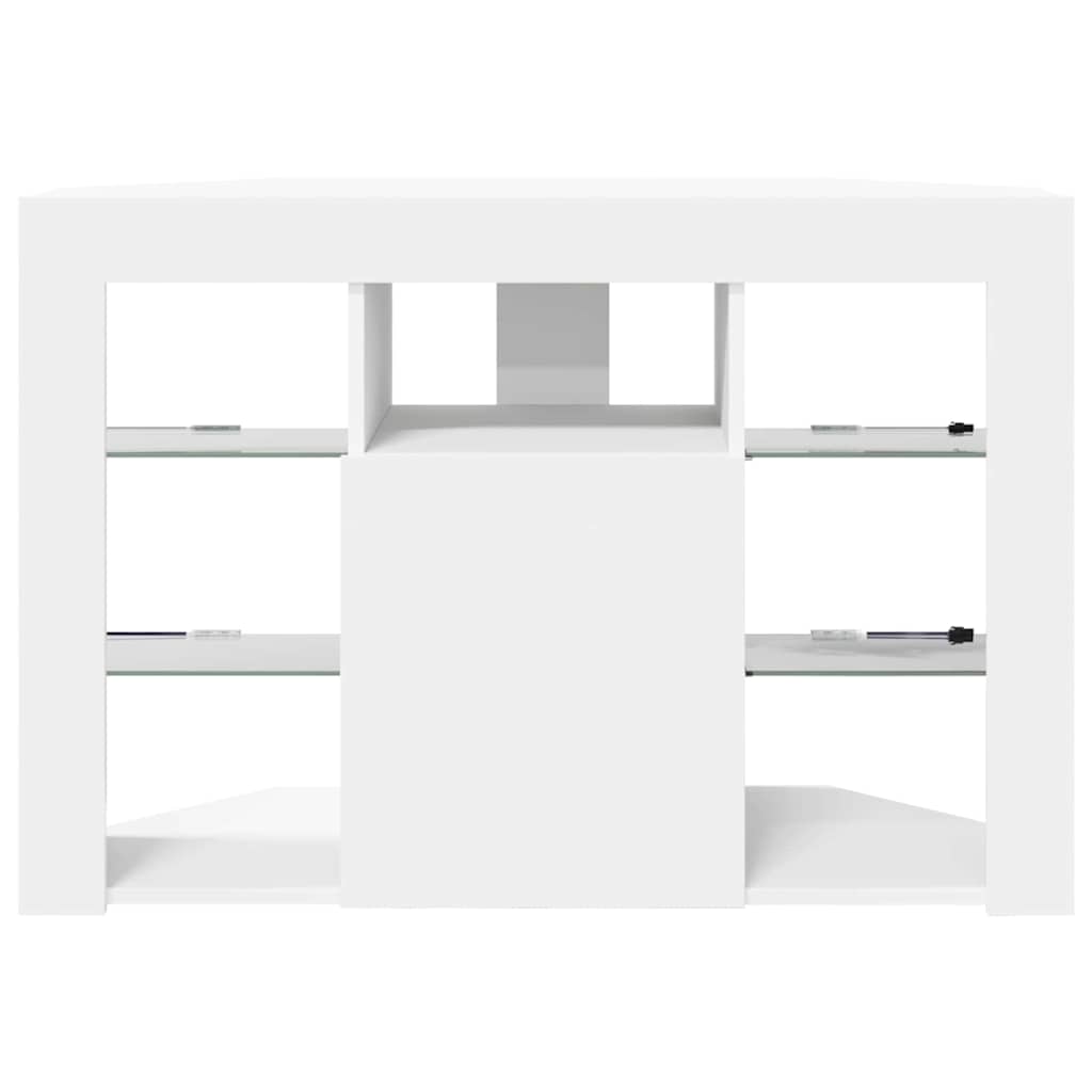 Meuble TV LED d'Angle Blanc 100x40x68cm Bois d'ingénierie