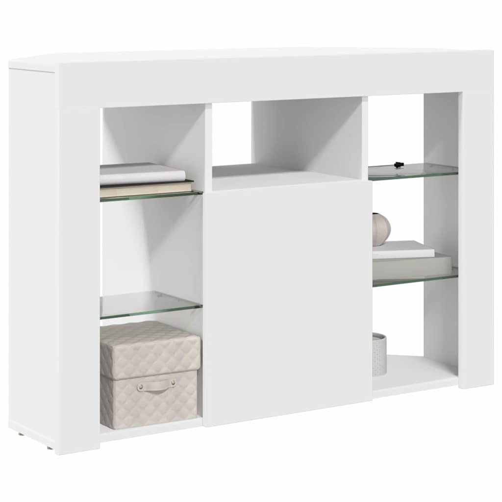 Meuble TV LED d'Angle Blanc 100x40x68cm Bois d'ingénierie