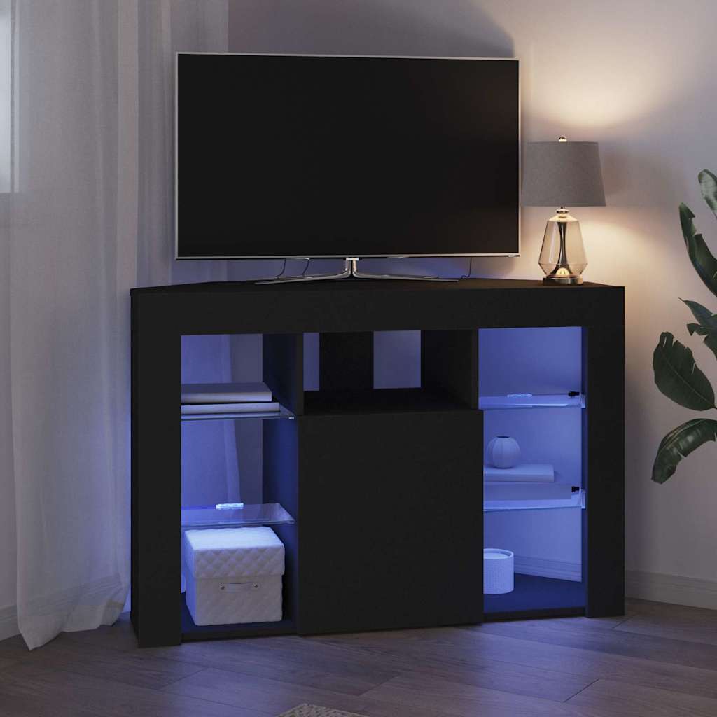 Meuble TV LED d'Angle Noir 105 x 40 x 68 cm Bois d'ingénierie - XIOS