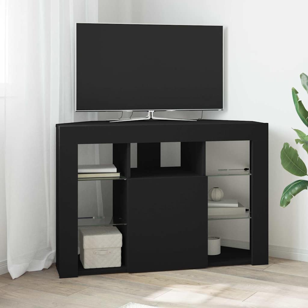 Meuble TV LED d'Angle Noir 105 x 40 x 68 cm Bois d'ingénierie - XIOS
