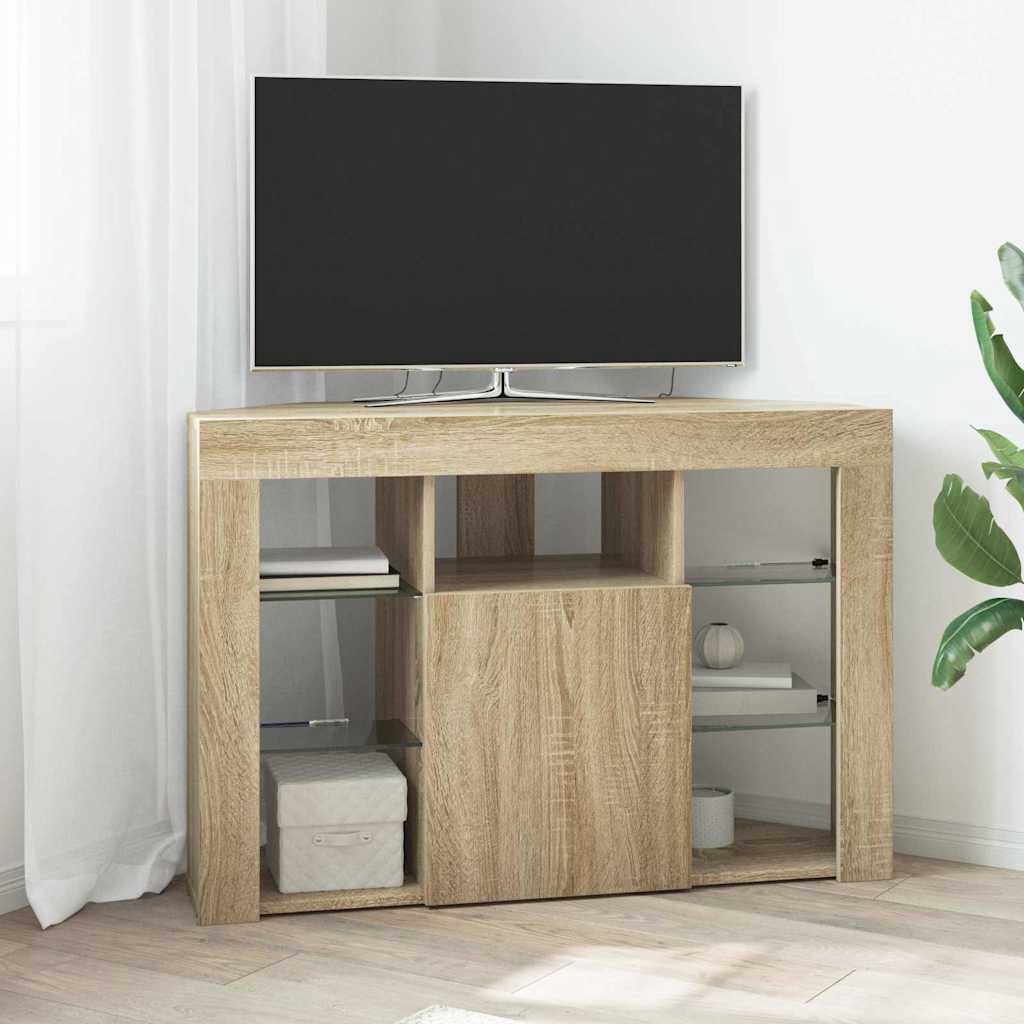Meuble TV LED d'Angle Montage mural Chêne Sonoma 100x40x68cm