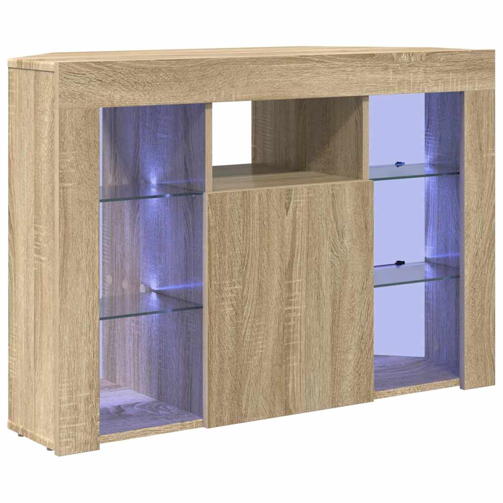 Meuble TV LED d'Angle Montage mural Chêne Sonoma 100x40x68cm