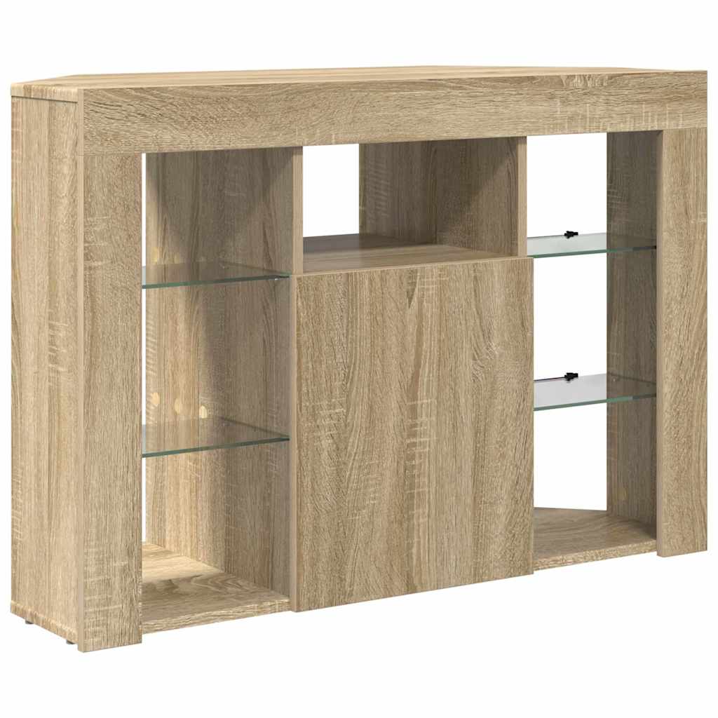 Meuble TV LED d'Angle Montage mural Chêne Sonoma 100x40x68cm