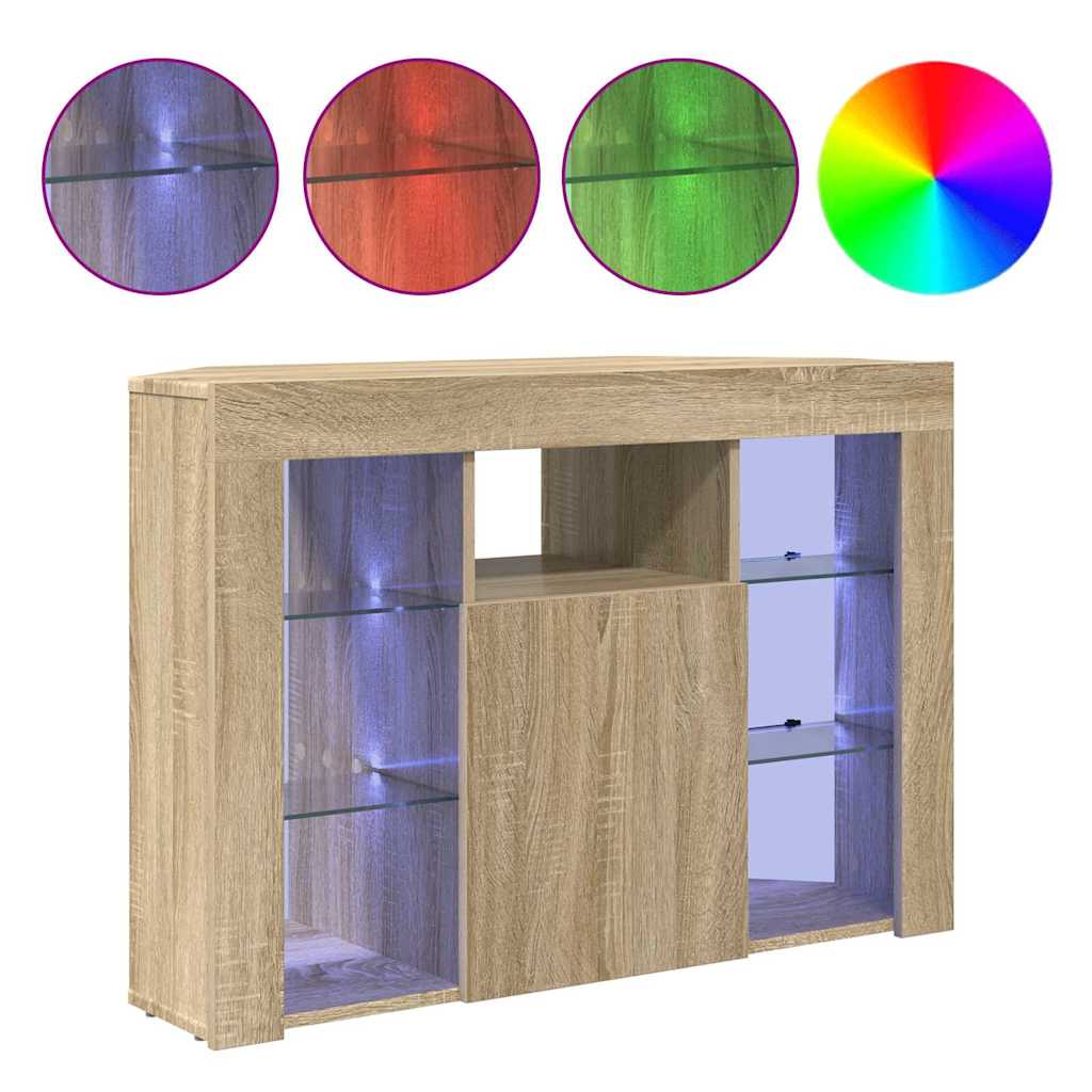 Meuble TV LED d'Angle Montage mural Chêne Sonoma 100x40x68cm