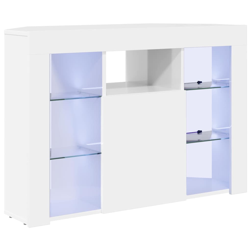 Meuble TV LED d'Angle Blanc brillant 105 x 40 x 68 cm - XIOS