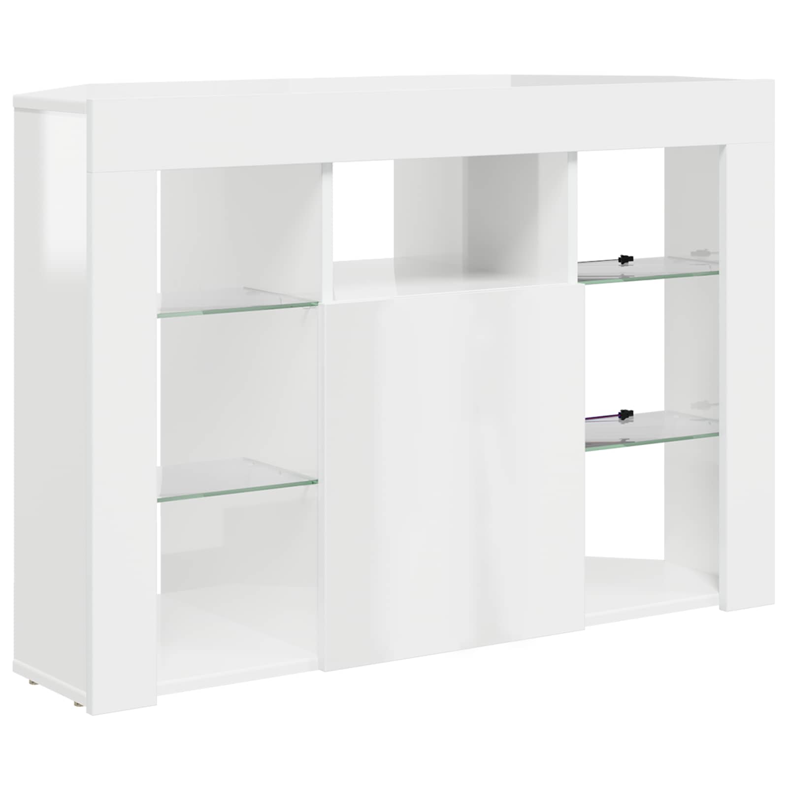 Meuble TV LED d'Angle Montage mural Blanc brillant 100x40x68cm