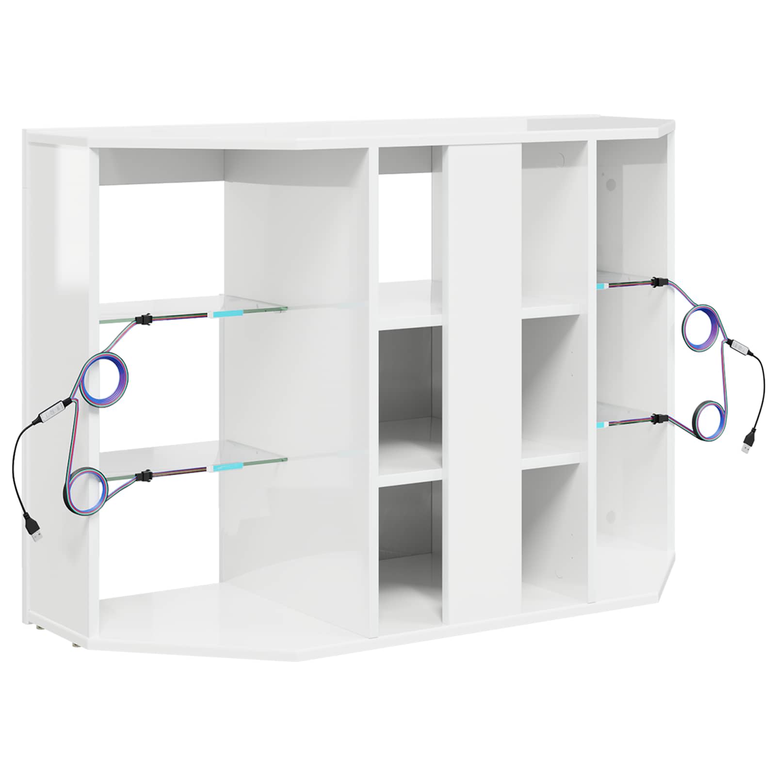 Meuble TV LED d'Angle 100x40x68cm Blanc brillant