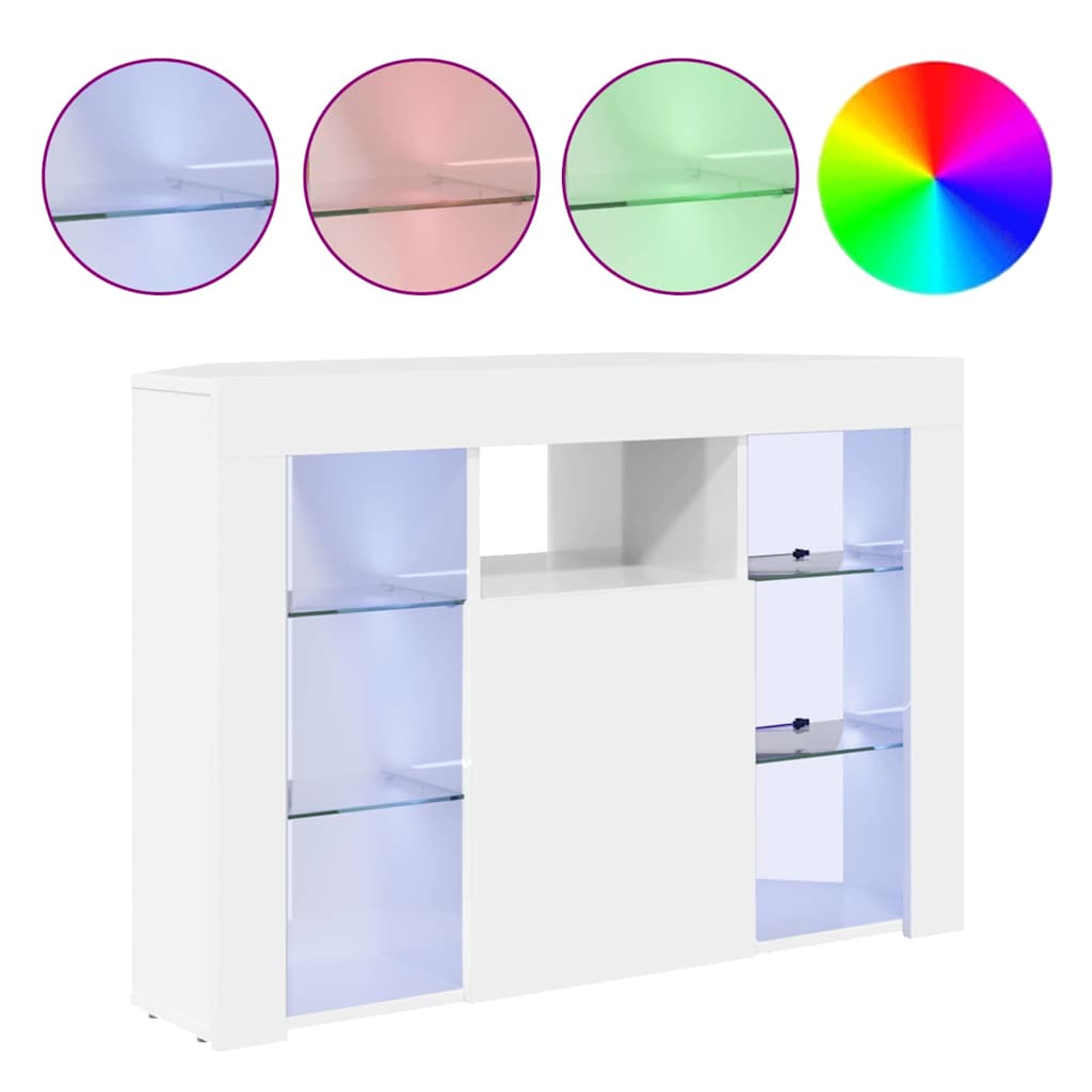 Meuble TV LED d'Angle Blanc brillant 105 x 40 x 68 cm - XIOS