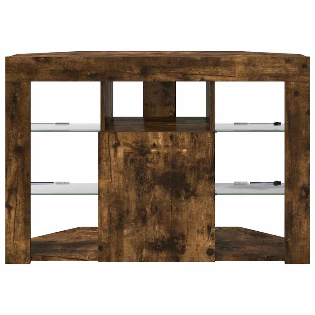 Meuble TV LED d'Angle Montage mural Chêne fumé 105 x 40 x 68 cm - XIOS