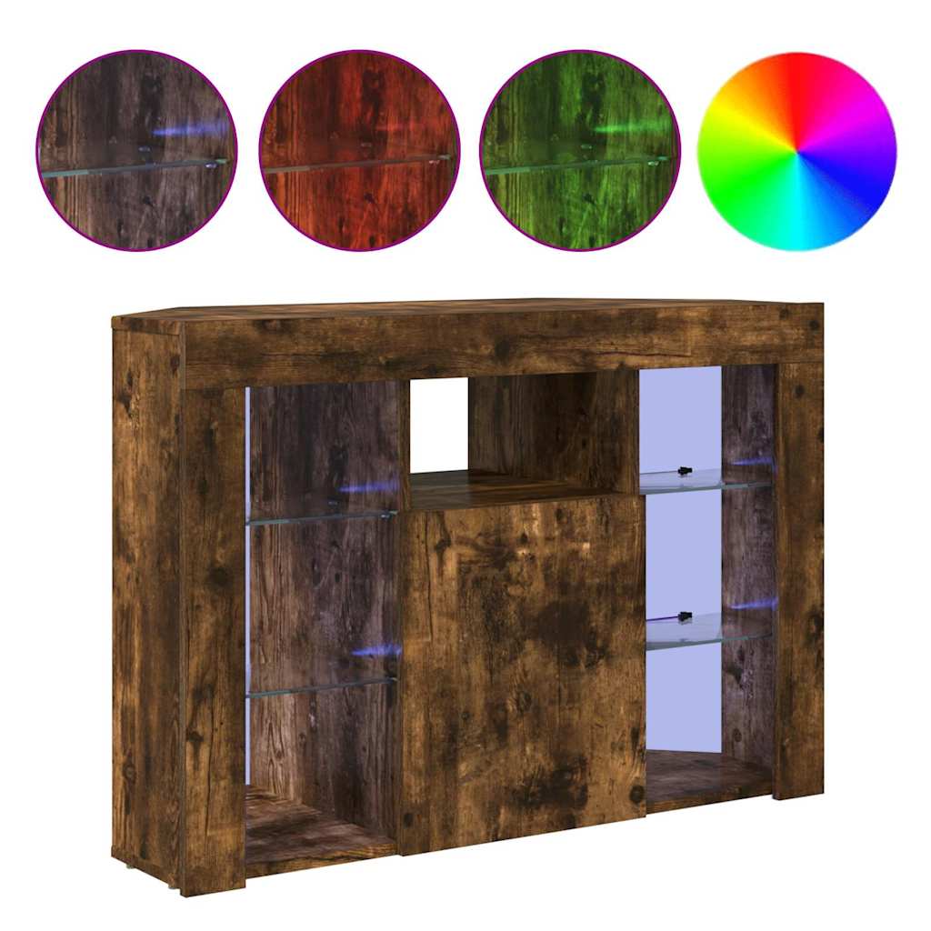 Meuble TV LED d'Angle Montage mural Chêne fumé 105 x 40 x 68 cm - XIOS