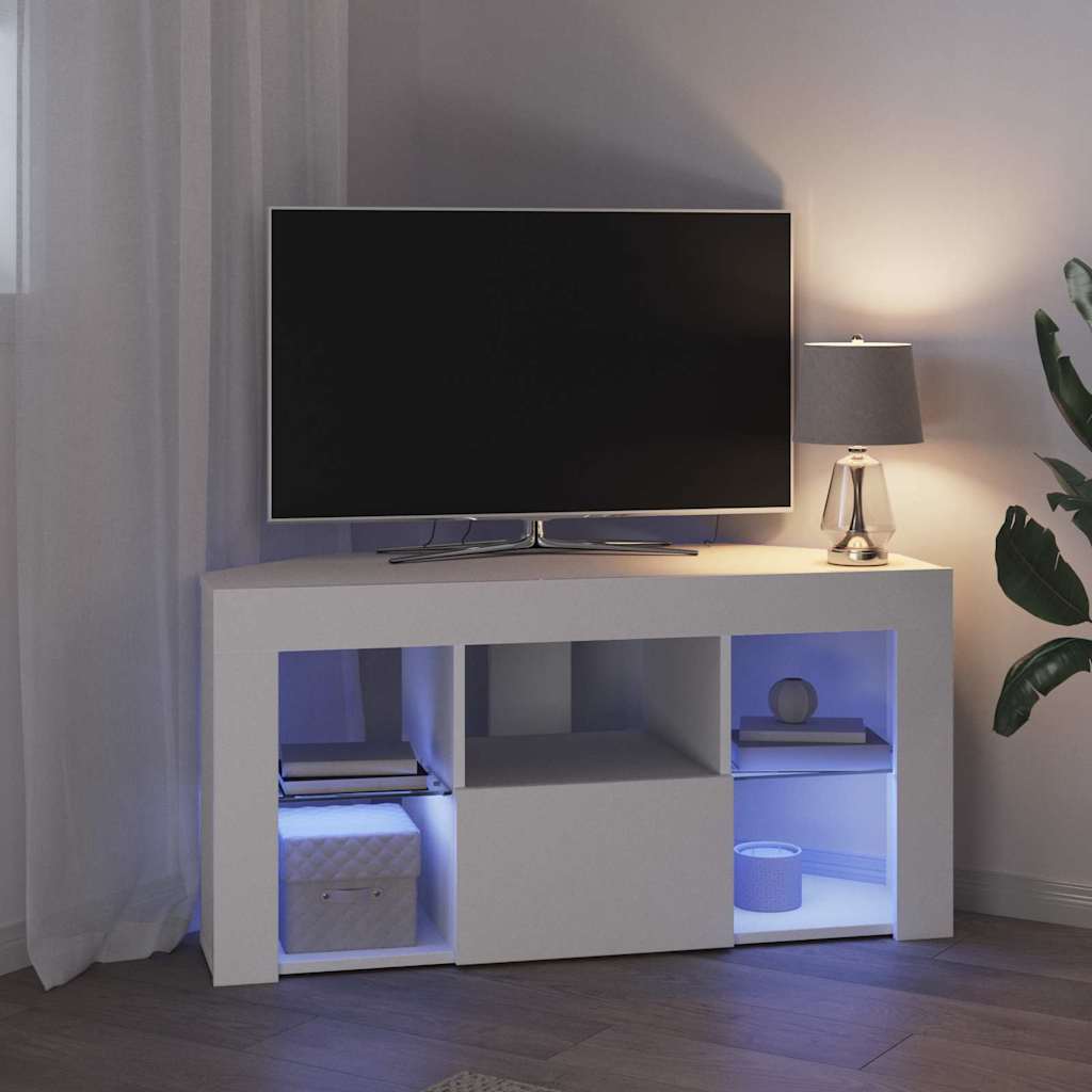 Meuble TV LED d'Angle Blanc 100 x 40 x 50 cm Bois d'ingénierie - XIOS