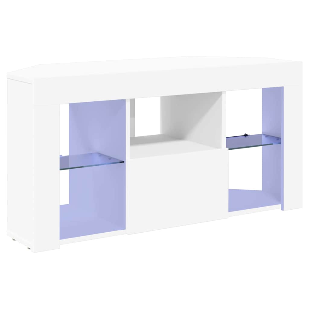 Meuble TV LED d'Angle Blanc 100 x 40 x 50 cm Bois d'ingénierie - XIOS