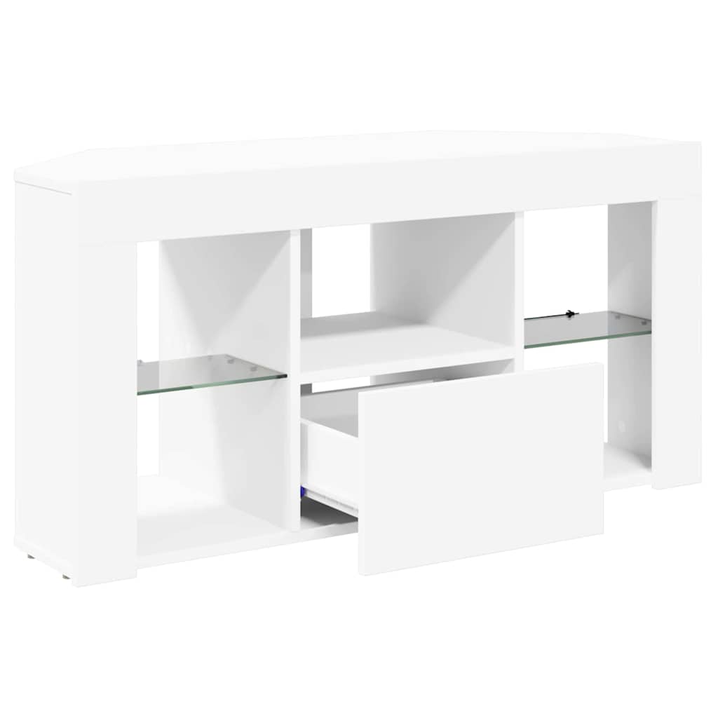 Meuble TV LED d'Angle Blanc 100 x 40 x 50 cm Bois d'ingénierie - XIOS