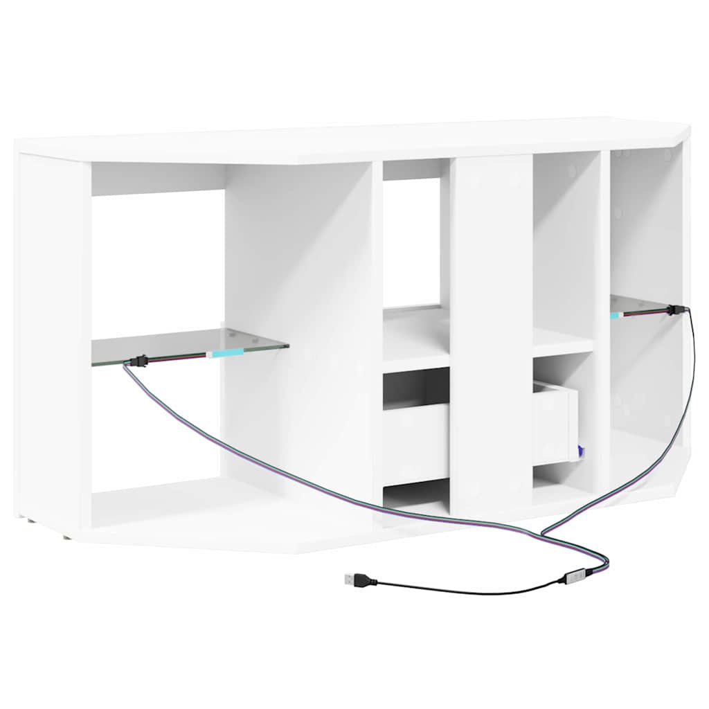 Meuble TV LED d'Angle Blanc 100 x 40 x 50 cm Bois d'ingénierie - XIOS