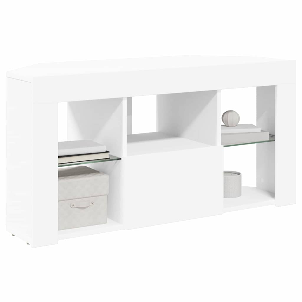 Meuble TV LED d'Angle Blanc 100 x 40 x 50 cm Bois d'ingénierie - XIOS