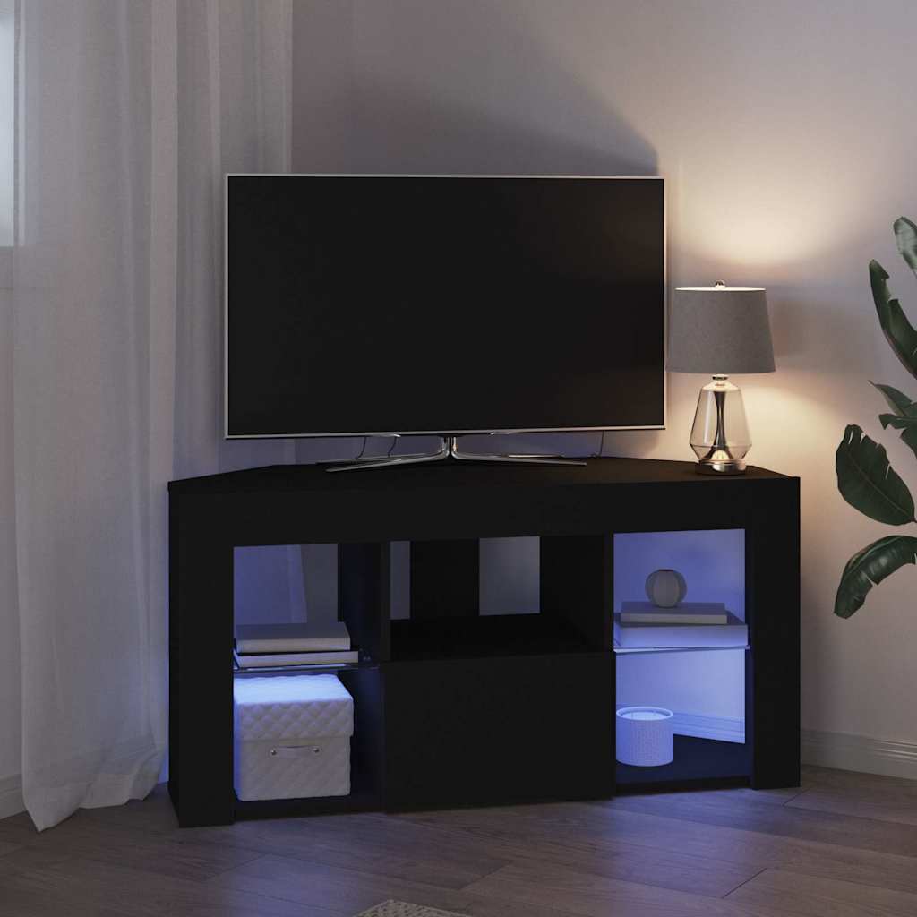 Meuble TV LED d'Angle Noir 105 x 40 x 68 cm Bois d'ingénierie - XIOS