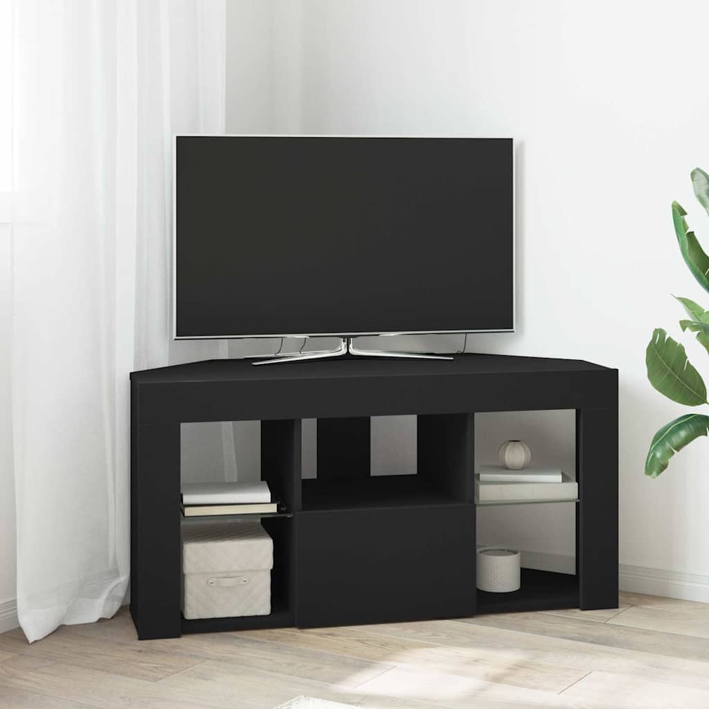 Meuble TV LED d'Angle Noir 105 x 40 x 68 cm Bois d'ingénierie - XIOS