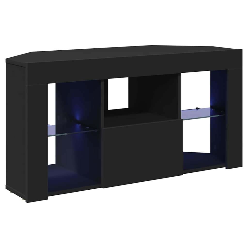 Meuble TV LED d'Angle Noir 105 x 40 x 68 cm Bois d'ingénierie - XIOS