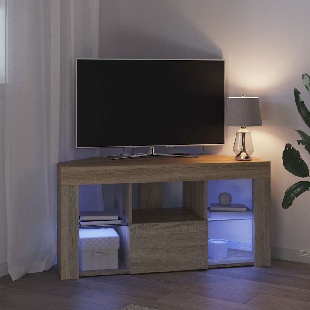 Meuble TV LED d'Angle Chêne Sonoma 100 x 40 x 50 cm