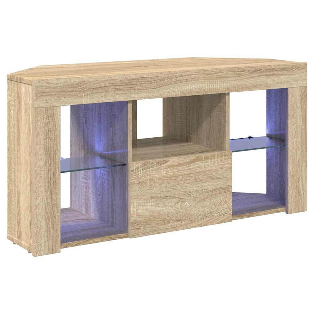 Meuble TV LED d'Angle Chêne Sonoma 100 x 40 x 50 cm