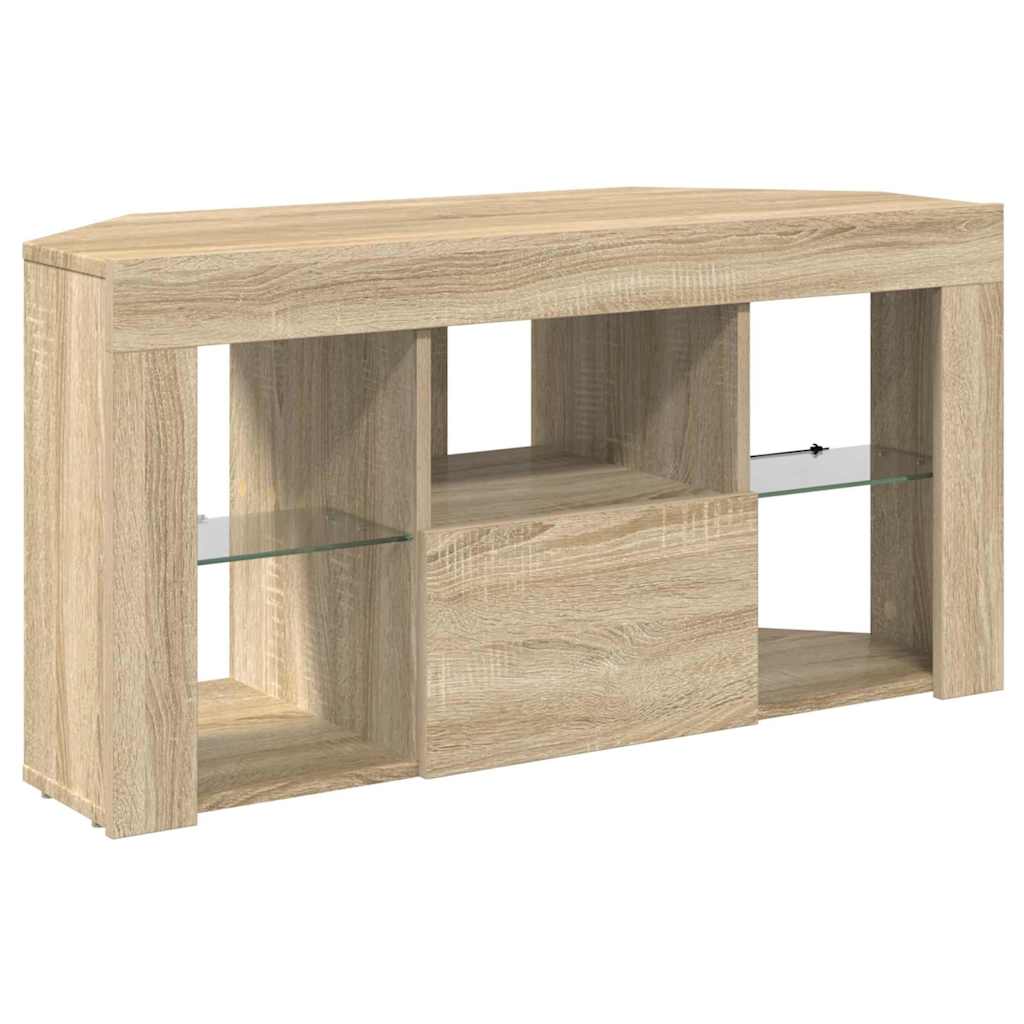 Meuble TV LED d'Angle Chêne Sonoma 100 x 40 x 50 cm