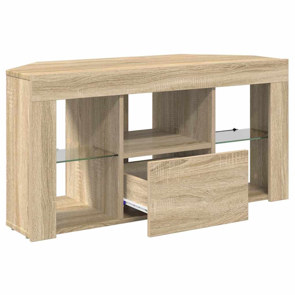 Meuble TV LED d'Angle Chêne Sonoma 100 x 40 x 50 cm