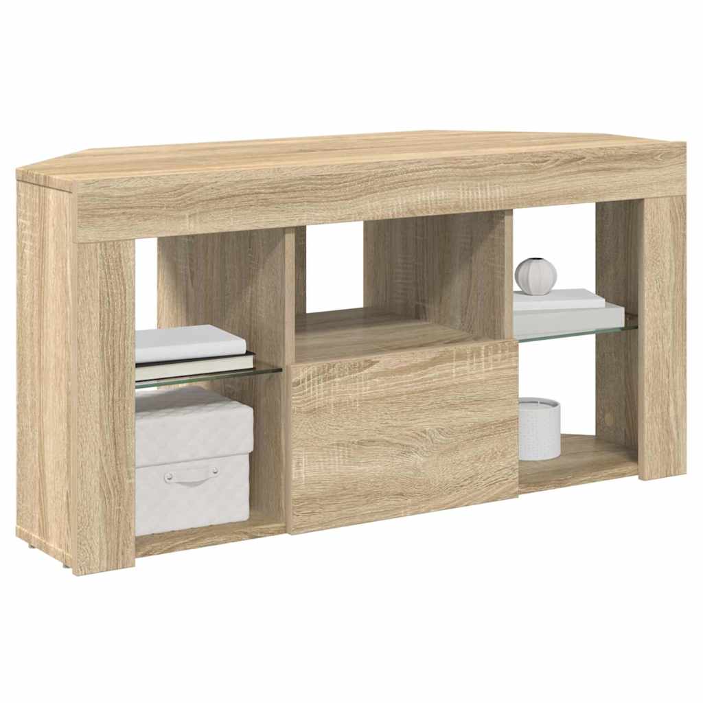 Meuble TV LED d'Angle Chêne Sonoma 100 x 40 x 50 cm