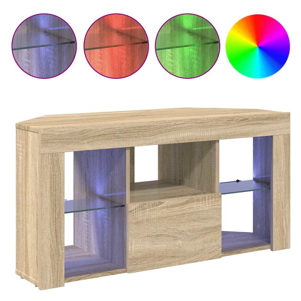 Meuble TV LED d'Angle Chêne Sonoma 100 x 40 x 50 cm