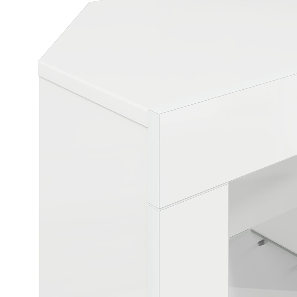 Meuble TV LED d'Angle Blanc brillant 104 x 40 x 50 cm - XIOS