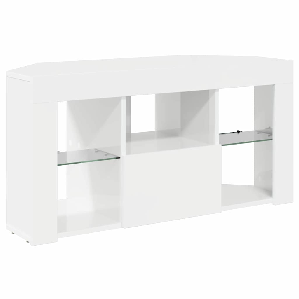 Meuble TV LED d'Angle Blanc brillant 104 x 40 x 50 cm - XIOS
