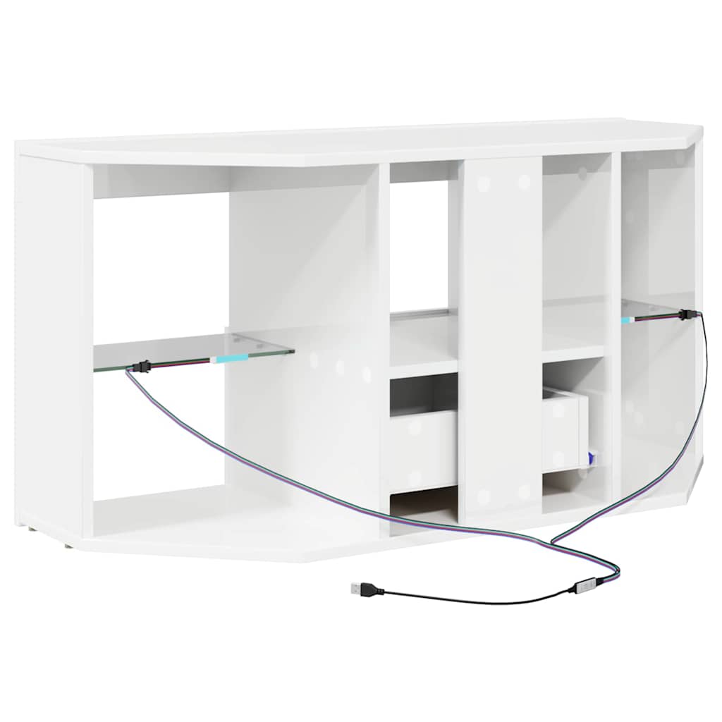 Meuble TV LED d'Angle Blanc brillant 104 x 40 x 50 cm - XIOS