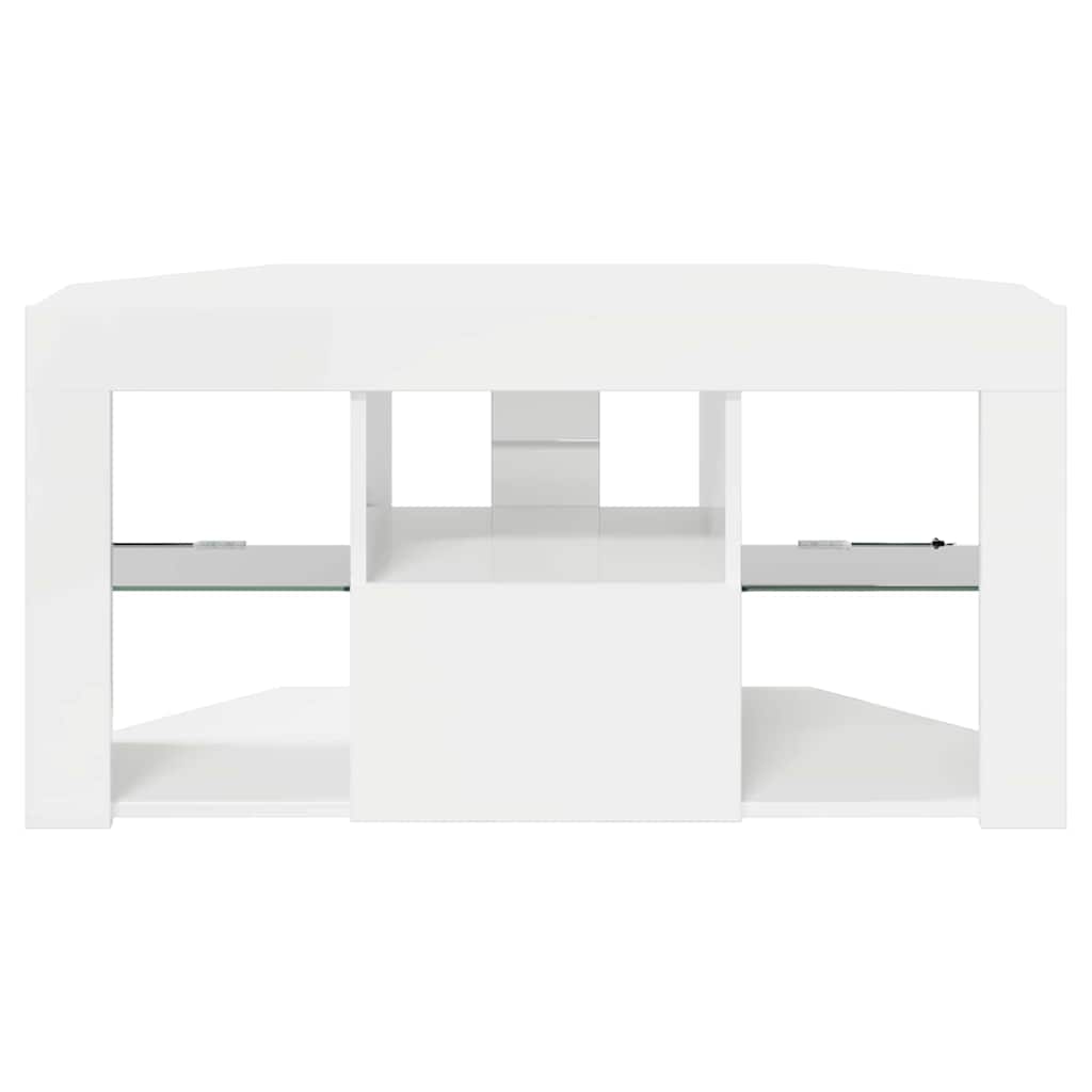 Meuble TV LED d'Angle Blanc brillant 104 x 40 x 50 cm - XIOS