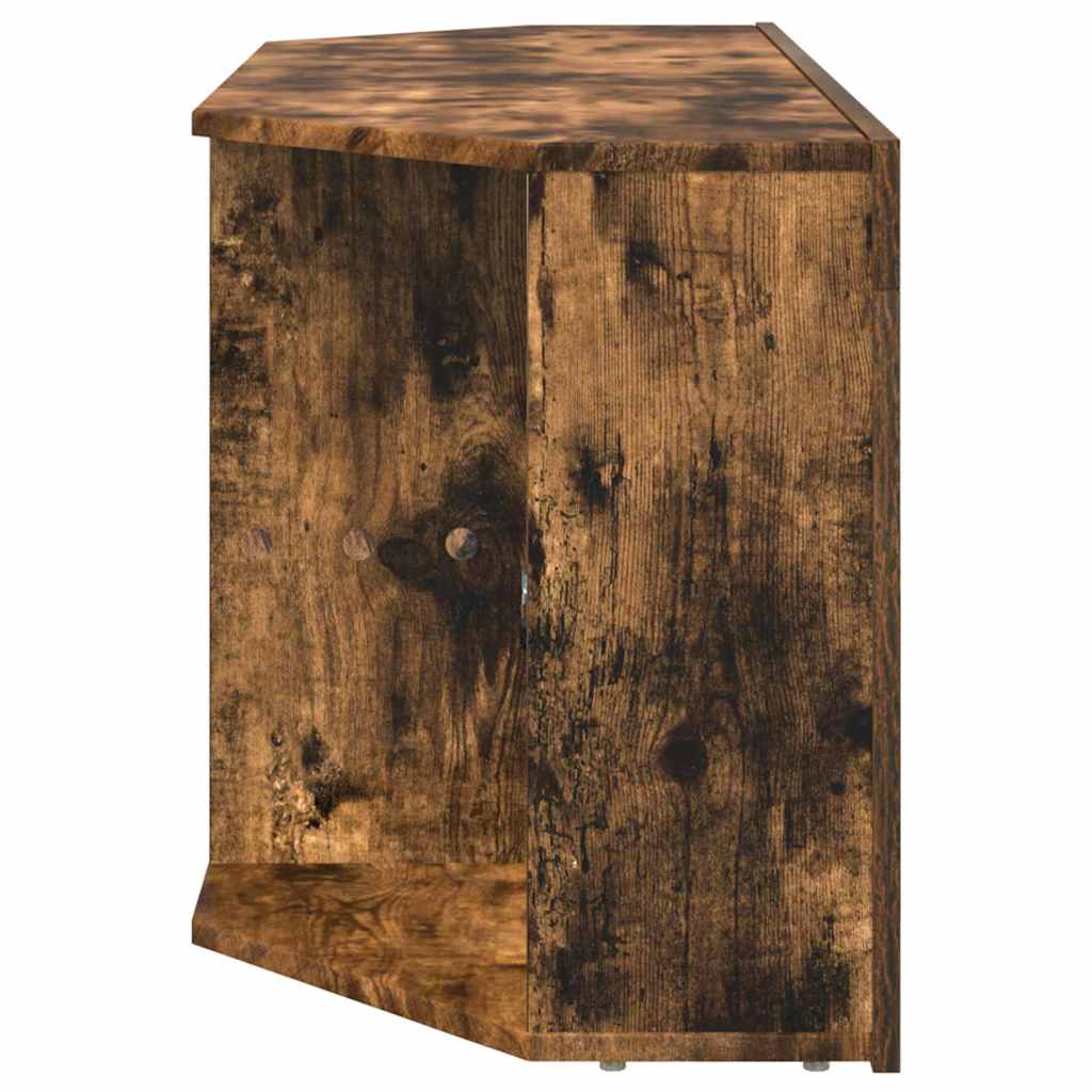 Meuble TV LED d'Angle Montage mural Chêne fumé 105 x 40 x 68 cm - XIOS