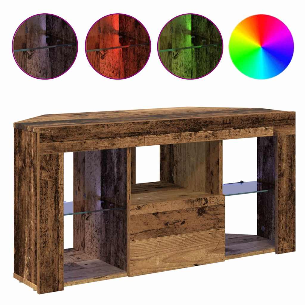 Meuble TV LED d'Angle Bois Ancien 105 x 40 x 68 cm - XIOS