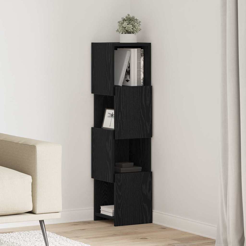 Meuble d'angle 25,5x25x102cm Bois d'ingénierie Chêne noir - XIOS