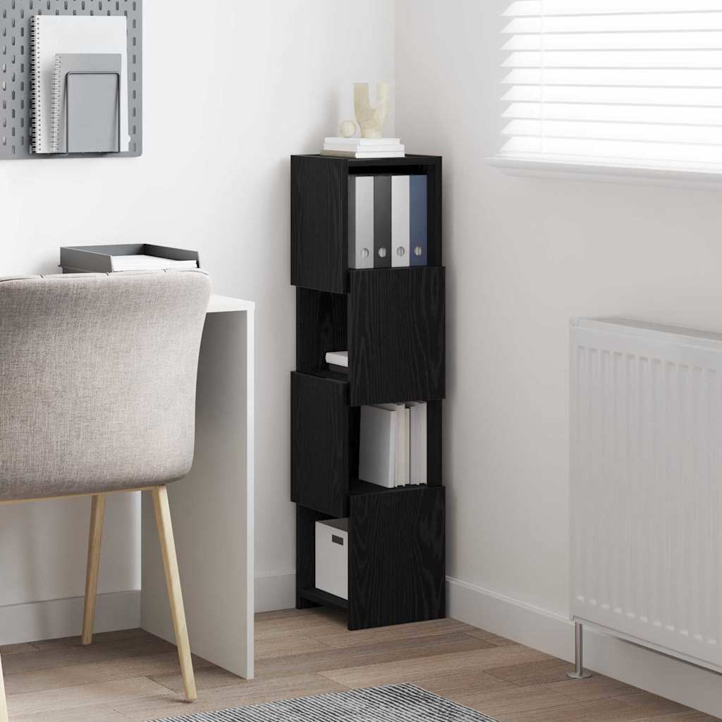 Meuble d'angle 25,5x25x102cm Bois d'ingénierie Chêne noir - XIOS