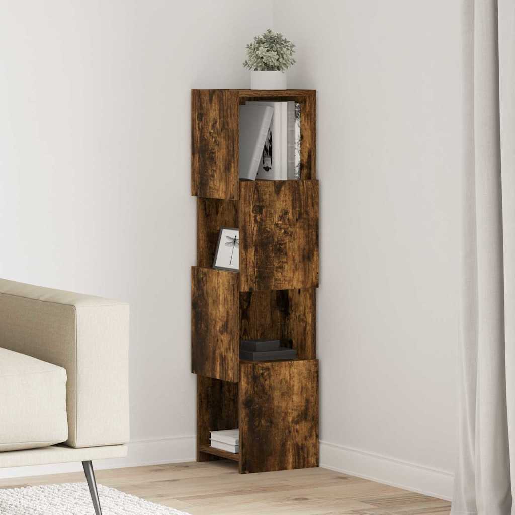 Meuble d'angle 25,5x25x102cm Bois d'ingénierie Chêne fumé - XIOS