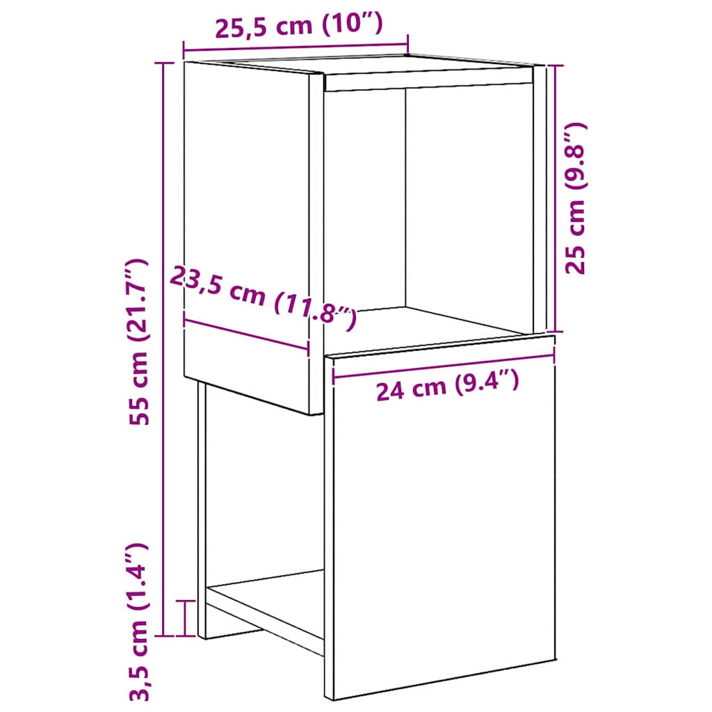 Meuble d'angle Blanc 25,5x25x55cm Bois d'ingénierie - XIOS