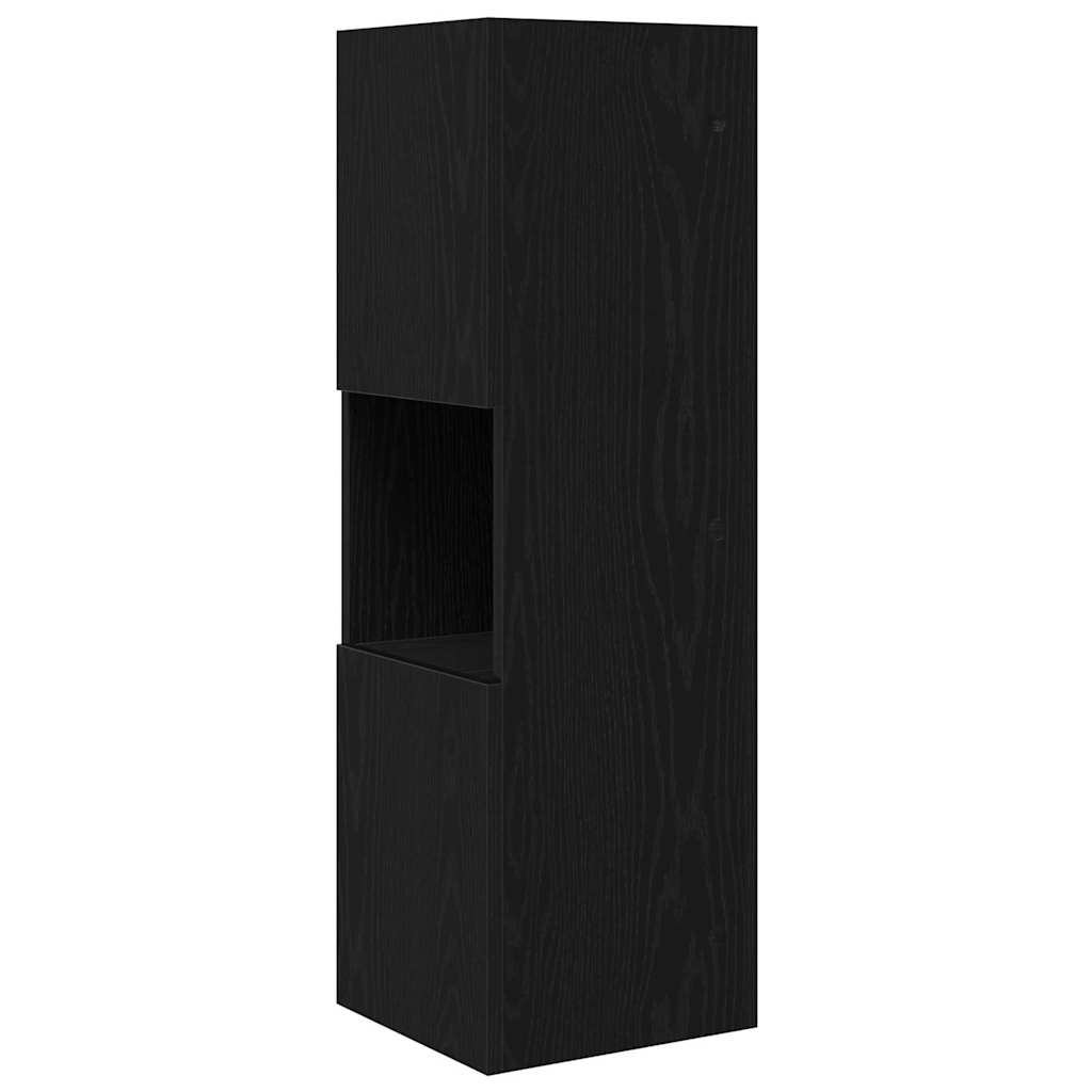 Meuble d'angle 30,5x30x95cm Bois d'ingénierie Chêne noir - XIOS