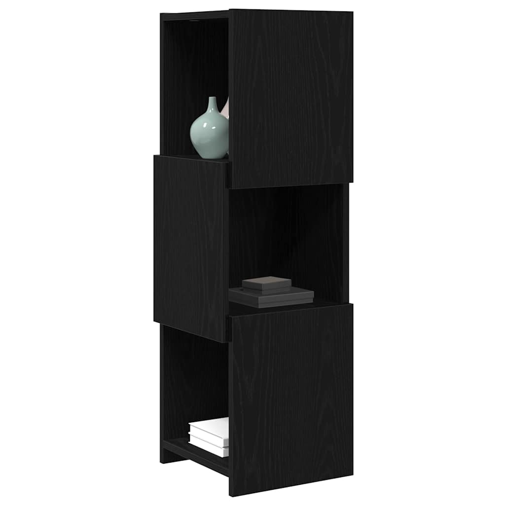 Meuble d'angle 30,5x30x95cm Bois d'ingénierie Chêne noir - XIOS