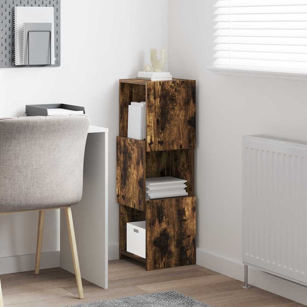 Meuble d'angle 30,5x30x95cm Bois d'ingénierie Chêne fumé - XIOS