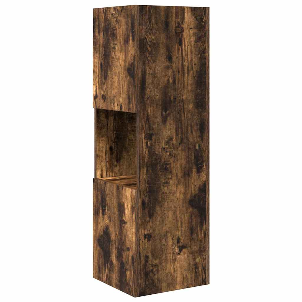 Meuble d'angle 30,5x30x95cm Bois d'ingénierie Chêne fumé - XIOS
