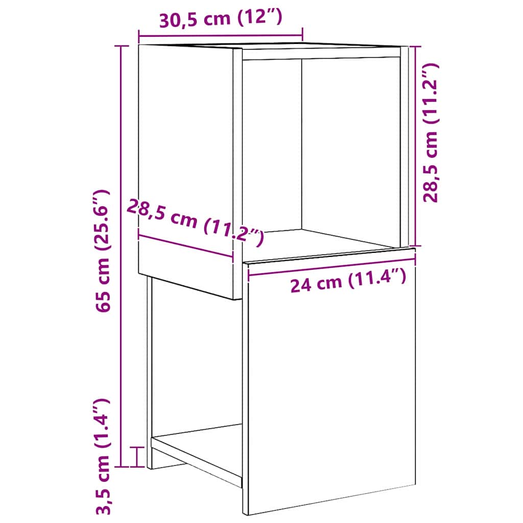 Meuble d'angle Blanc 30,5x30x65cm Bois d'ingénierie - XIOS