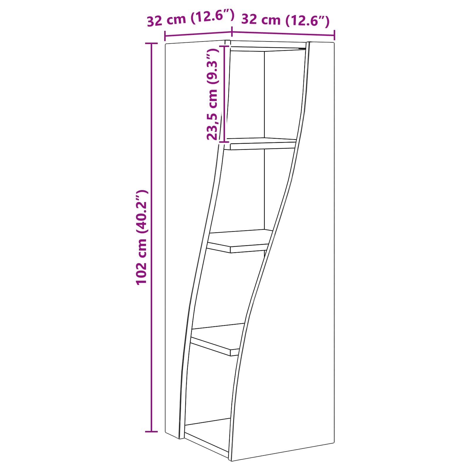 Meuble d'angle Chêne Sonoma 32x32x102cm Bois d'ingénierie