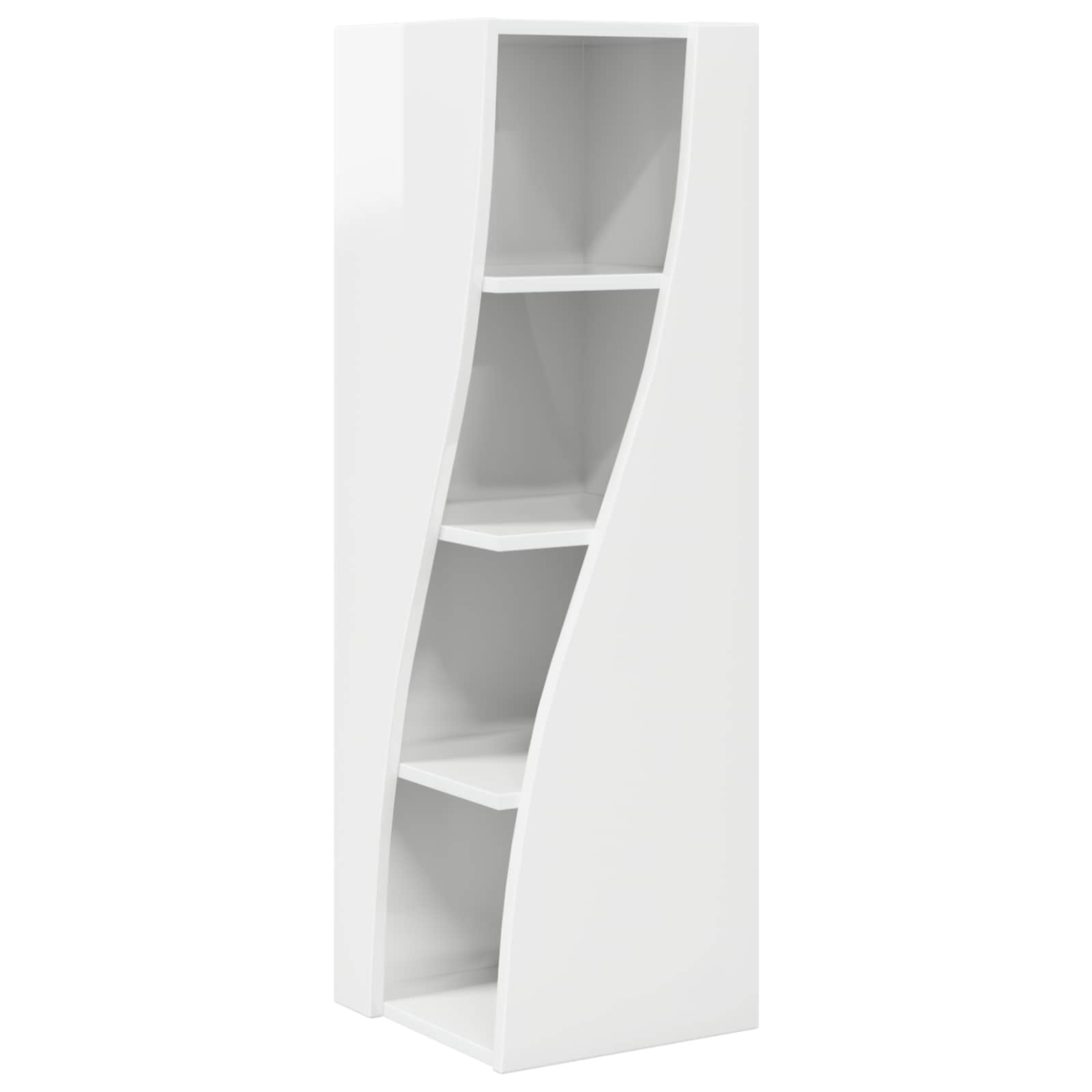 Meuble d'angle Blanc brillant 32x32x102cm Bois d'ingénierie