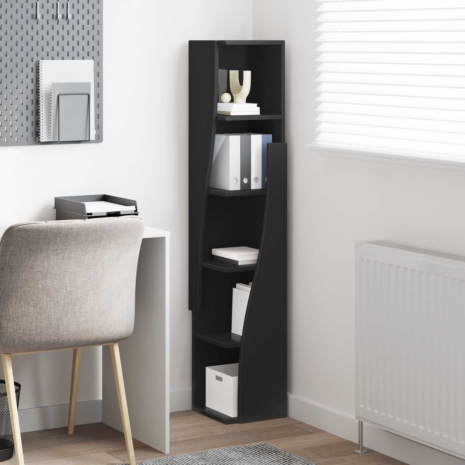 Meuble d'angle 27,5x27x140cm Bois d'ingénierie Noir