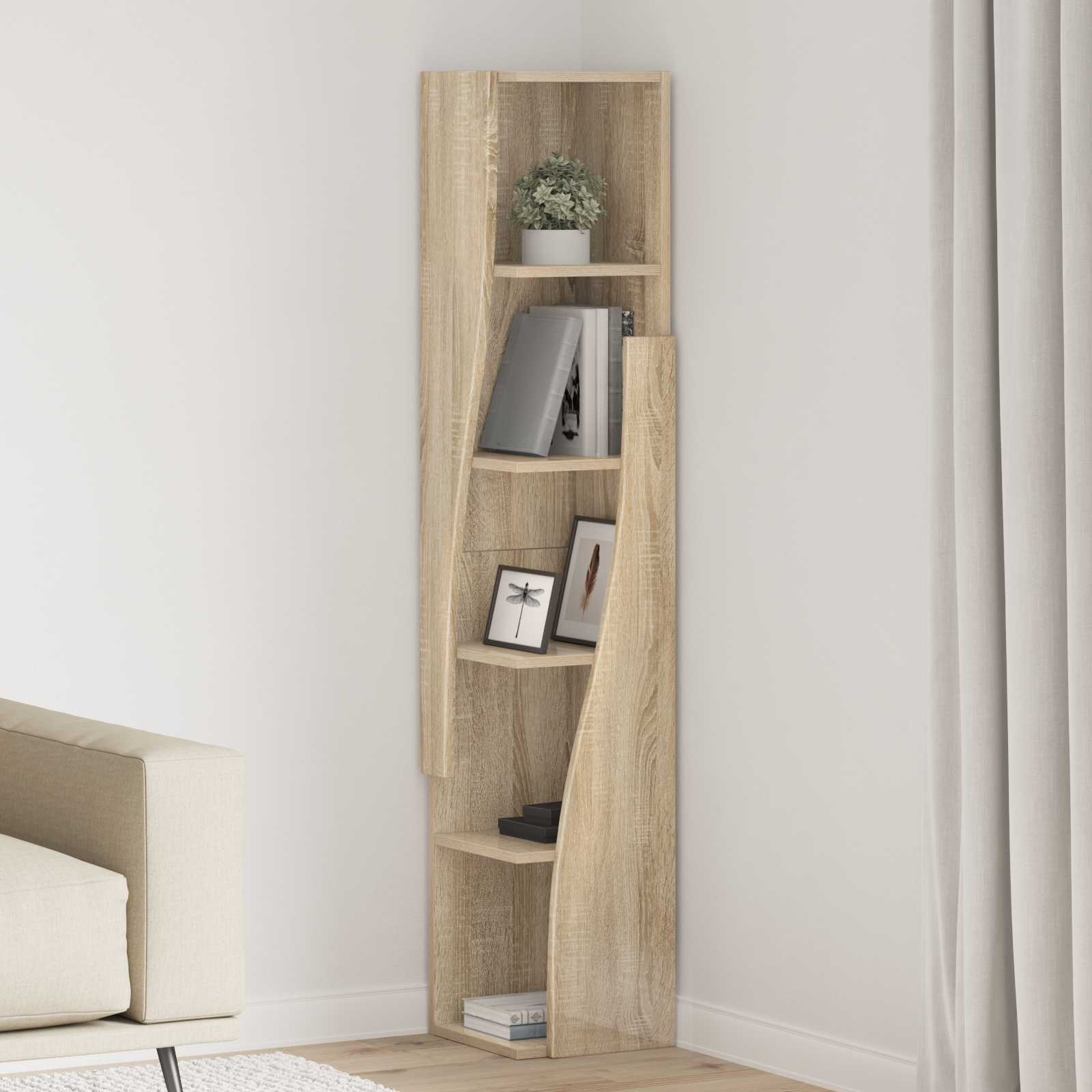 Meuble d'angle 27,5x27x140cm Bois d'ingénierie Chêne Sonoma